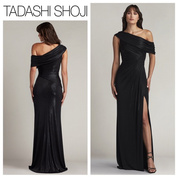 TADASHI SHOJI Leary Draped One-Shoulder Gown - Picture 1 of 5